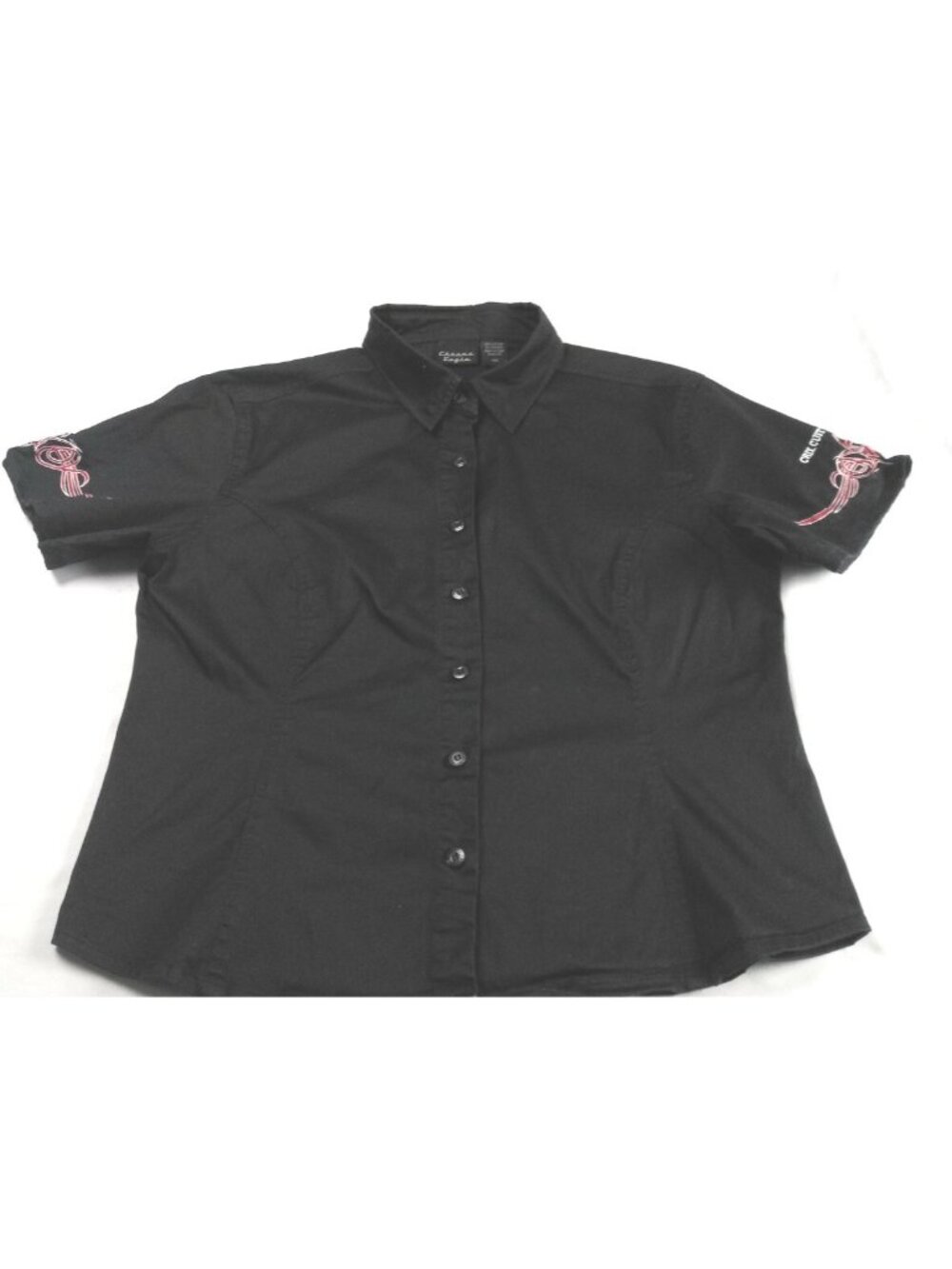 Chrome Eagle Black shirt XXL Women button down Chix Custom Cycles Embroydered